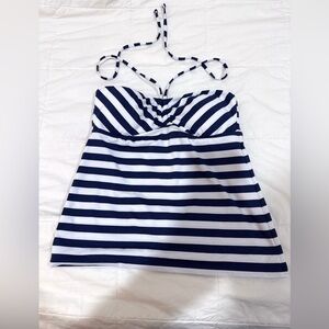 Mossimo Supply Co. Blue and White Striped Tankini Top
